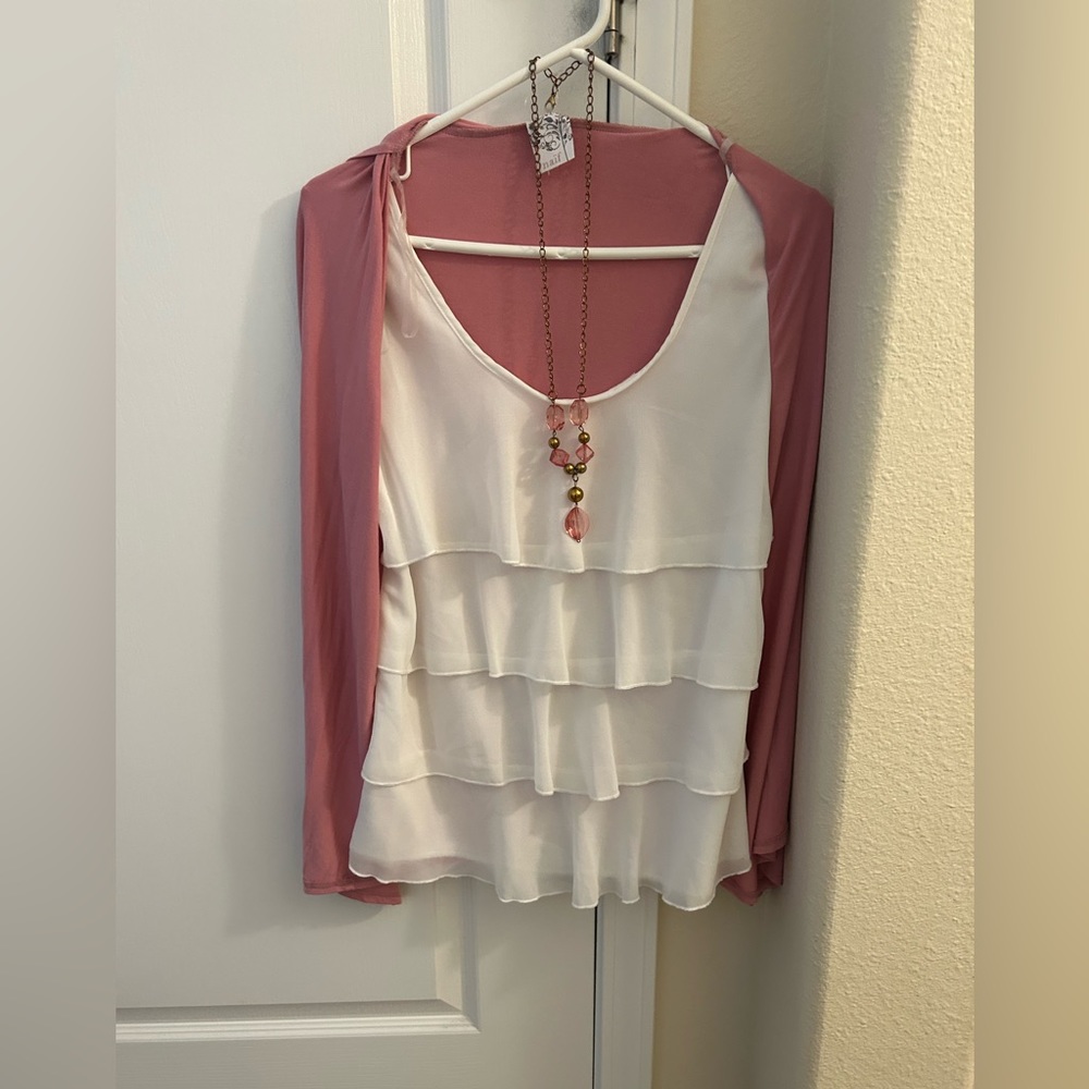 Naïf women’s blouse size -medium with necklace exc condition..